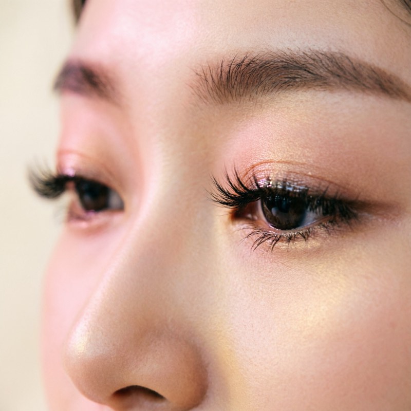 Koreańska laminacja rzęs — efekt glow
